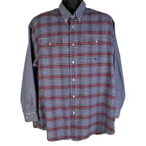 Roper Western Shirt Mens 2XL Rodeo Blue Red Plaid 90s Western Cowboy Long Sleeve